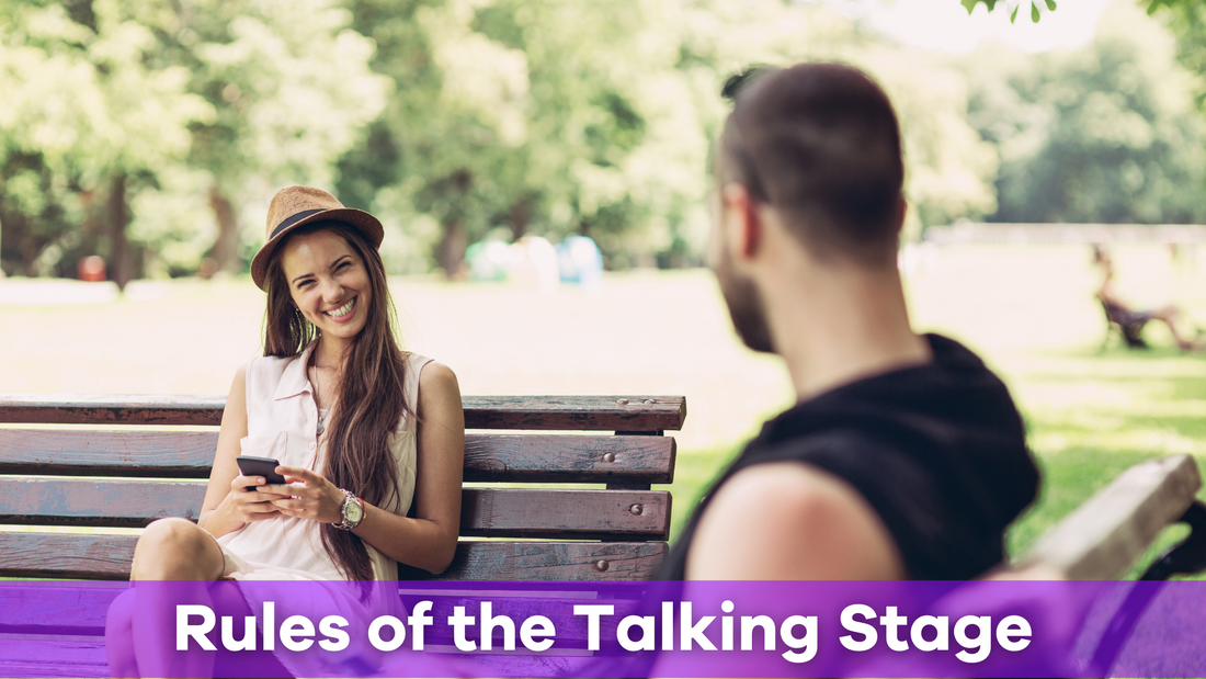 a woman on a bench employing the rules of the talking stage