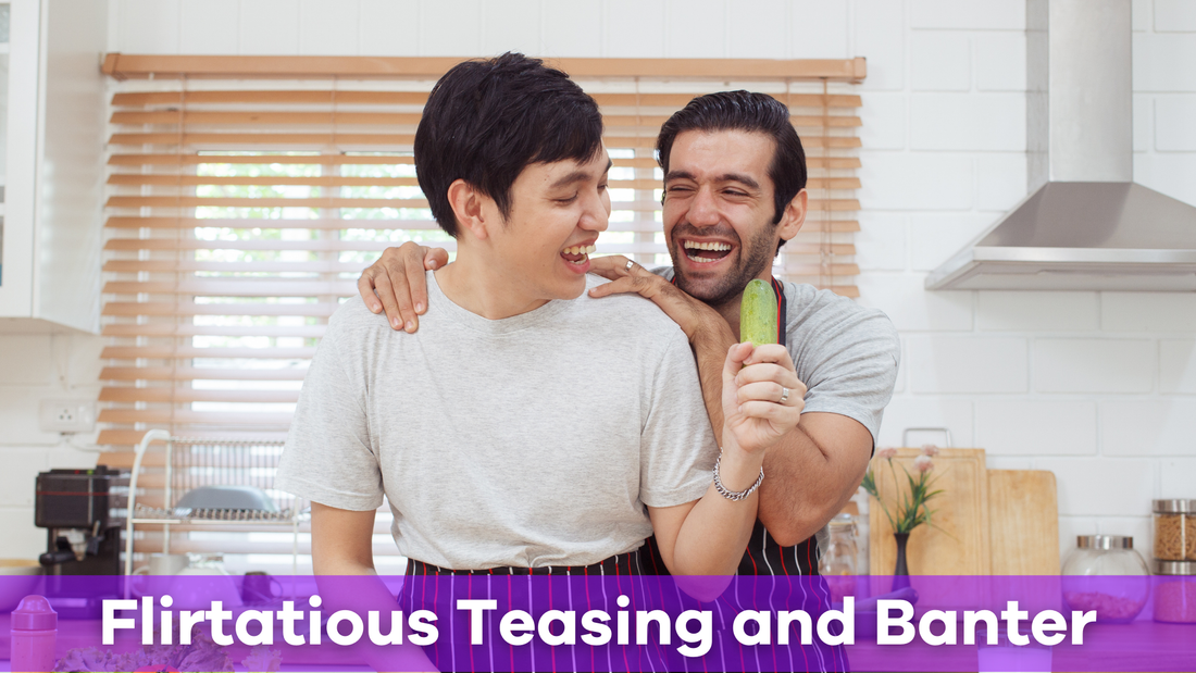 a couple engaging in flirtatious teasing
