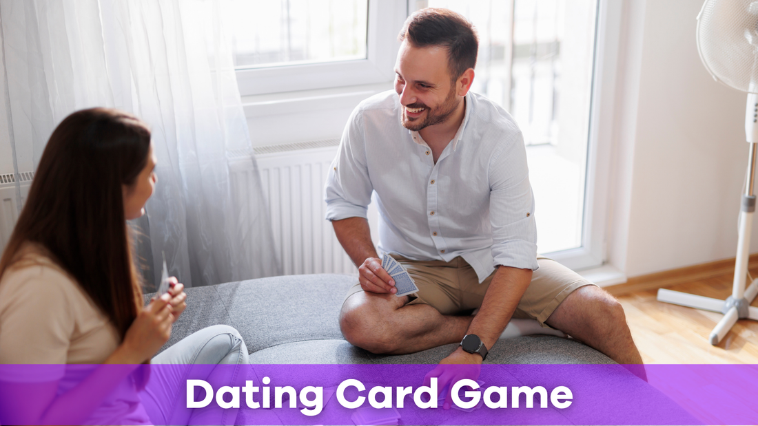 a couple playing a dating card game